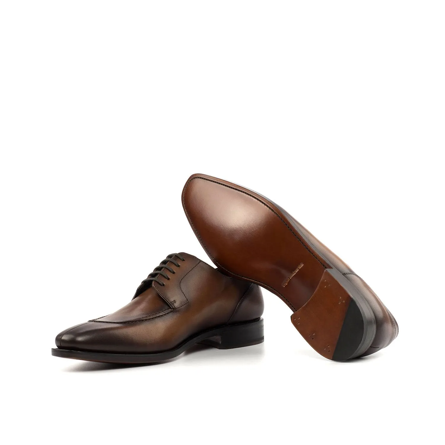 Ambrogio Bespoke Men's Handmade Custom Shoes Brown Calf-Skin Leather Derby Split Toe Oxfords (AMB1405)