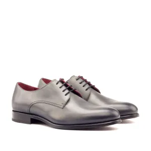 Ambrogio Men's Handmade Custom Made Shoes Gray Calf-Skin Leather Derby Oxfords (AMB1071)