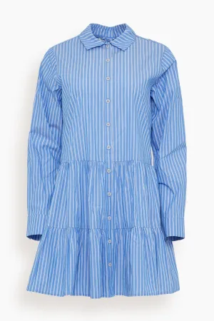 Anna Shirt Dress in Blue and Cream Stripe