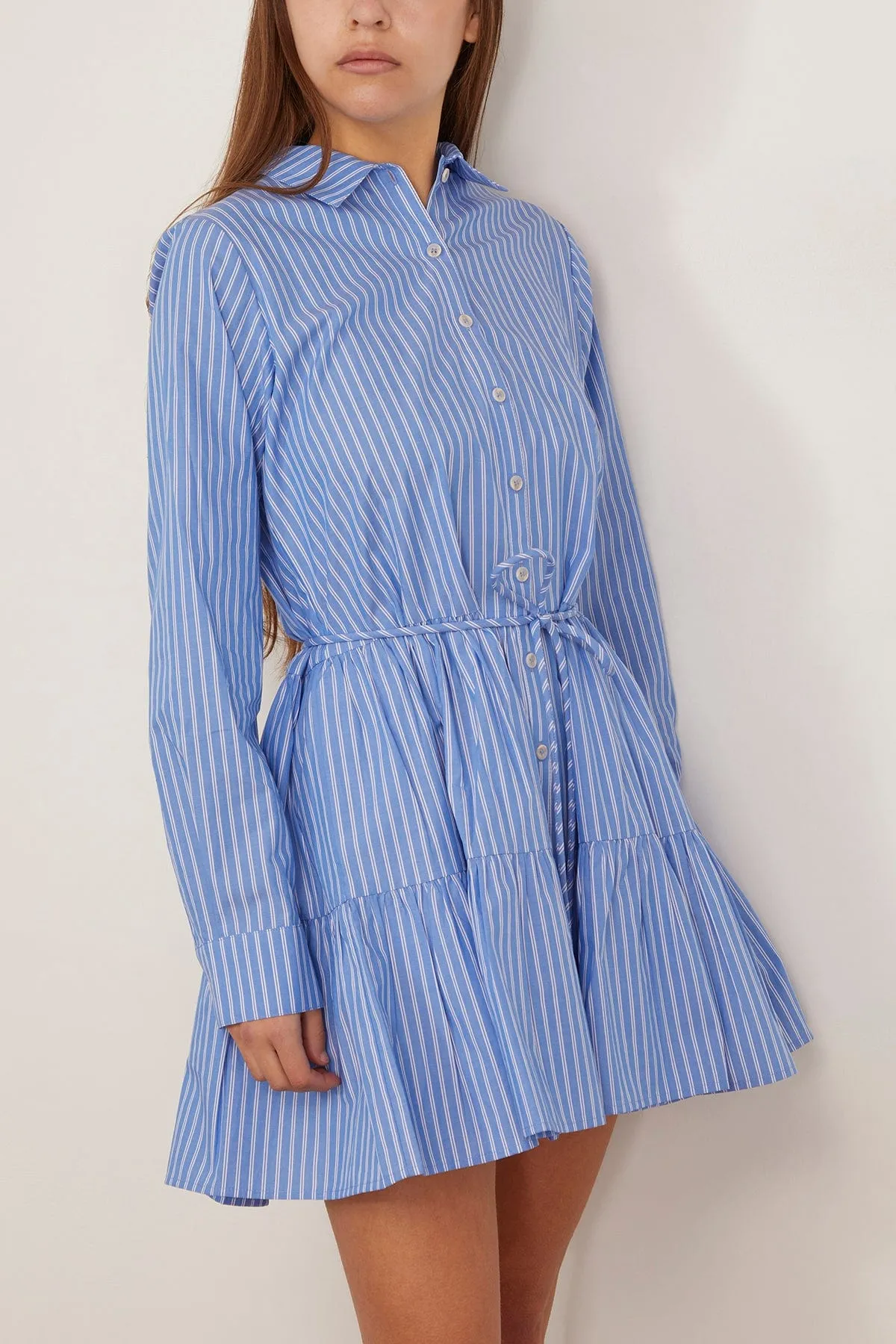 Anna Shirt Dress in Blue and Cream Stripe
