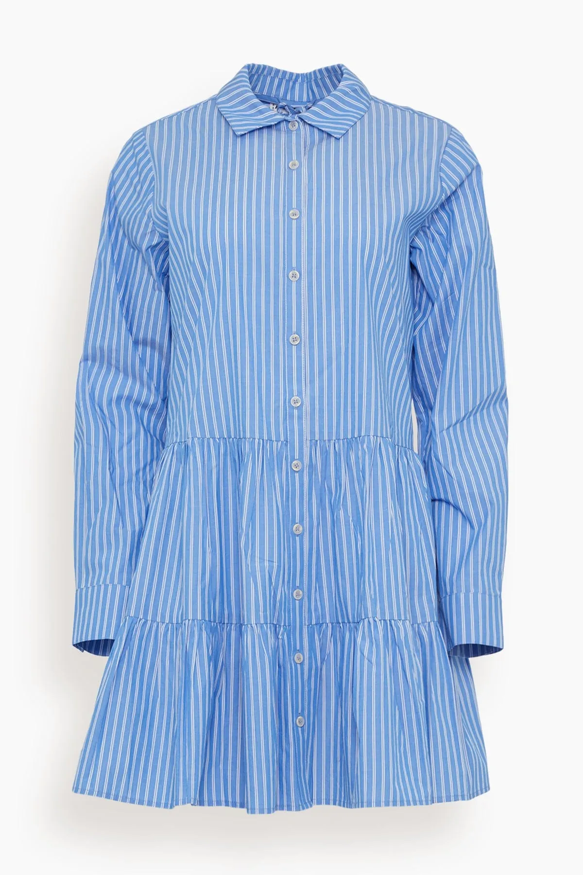 Anna Shirt Dress in Blue and Cream Stripe