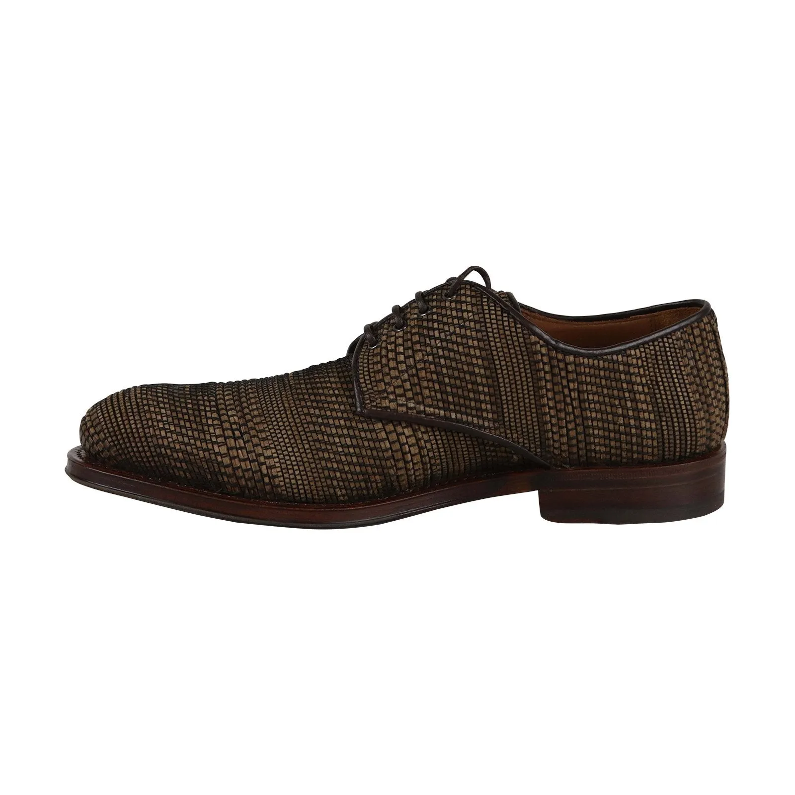Aquatalia Vance Woven Leather 34M0321 Mens Brown Lace Up Plain Toe Oxfords Shoes