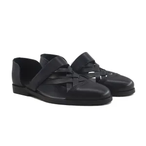 Beom - Men's Black Calf  Leather Sandals