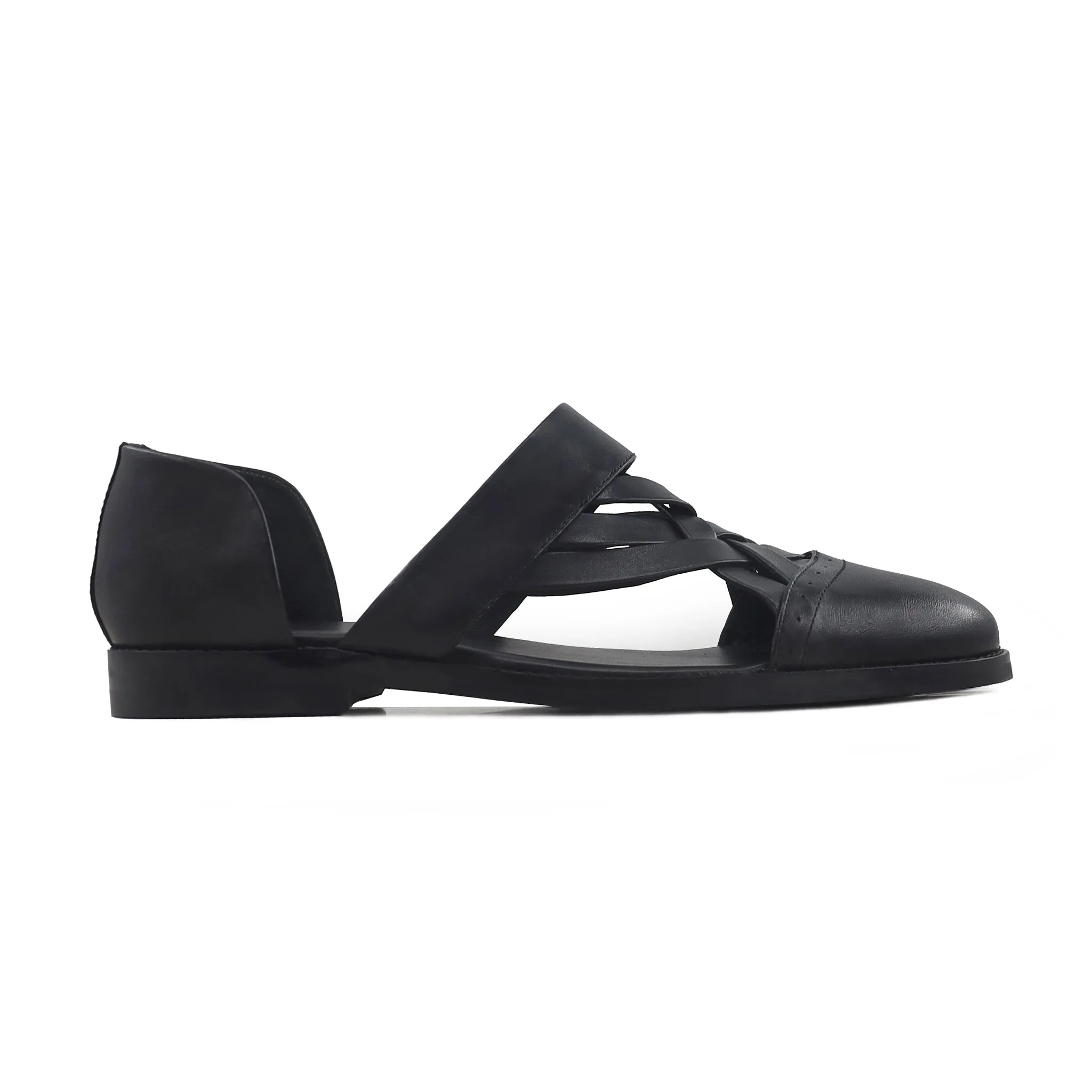 Beom - Men's Black Calf  Leather Sandals