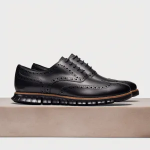 Black Leather Everett Lace Up Oxfords with Black Hybrid Sole - SS23