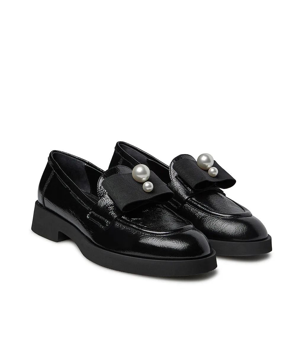 Black naplak leather loafer