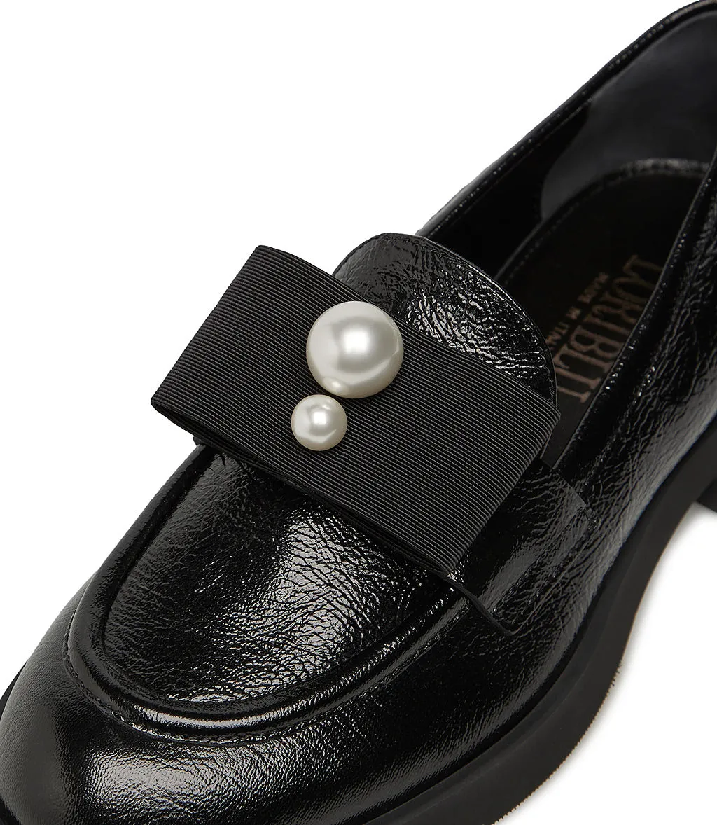 Black naplak leather loafer