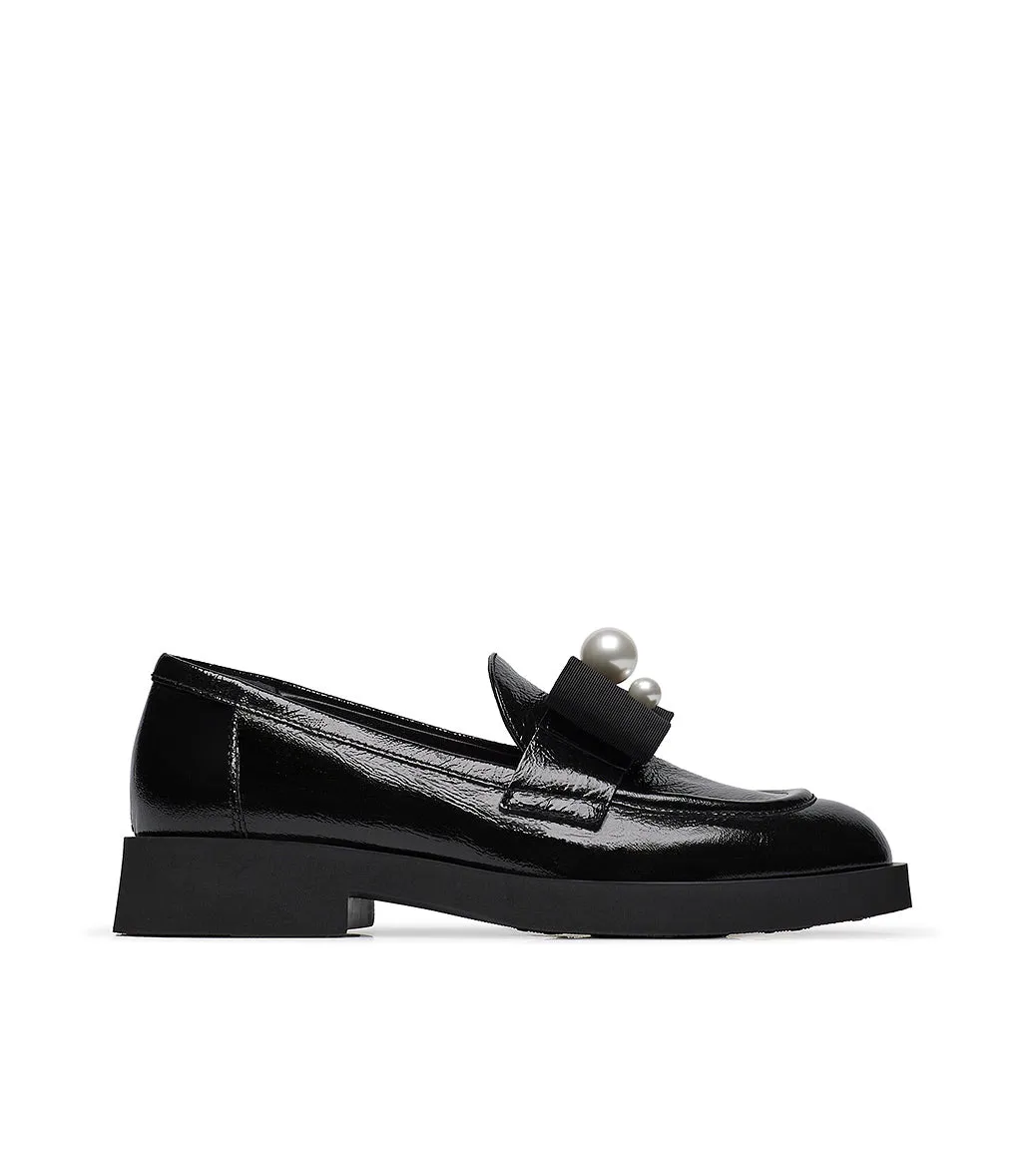 Black naplak leather loafer
