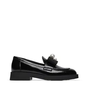 Black naplak leather loafer