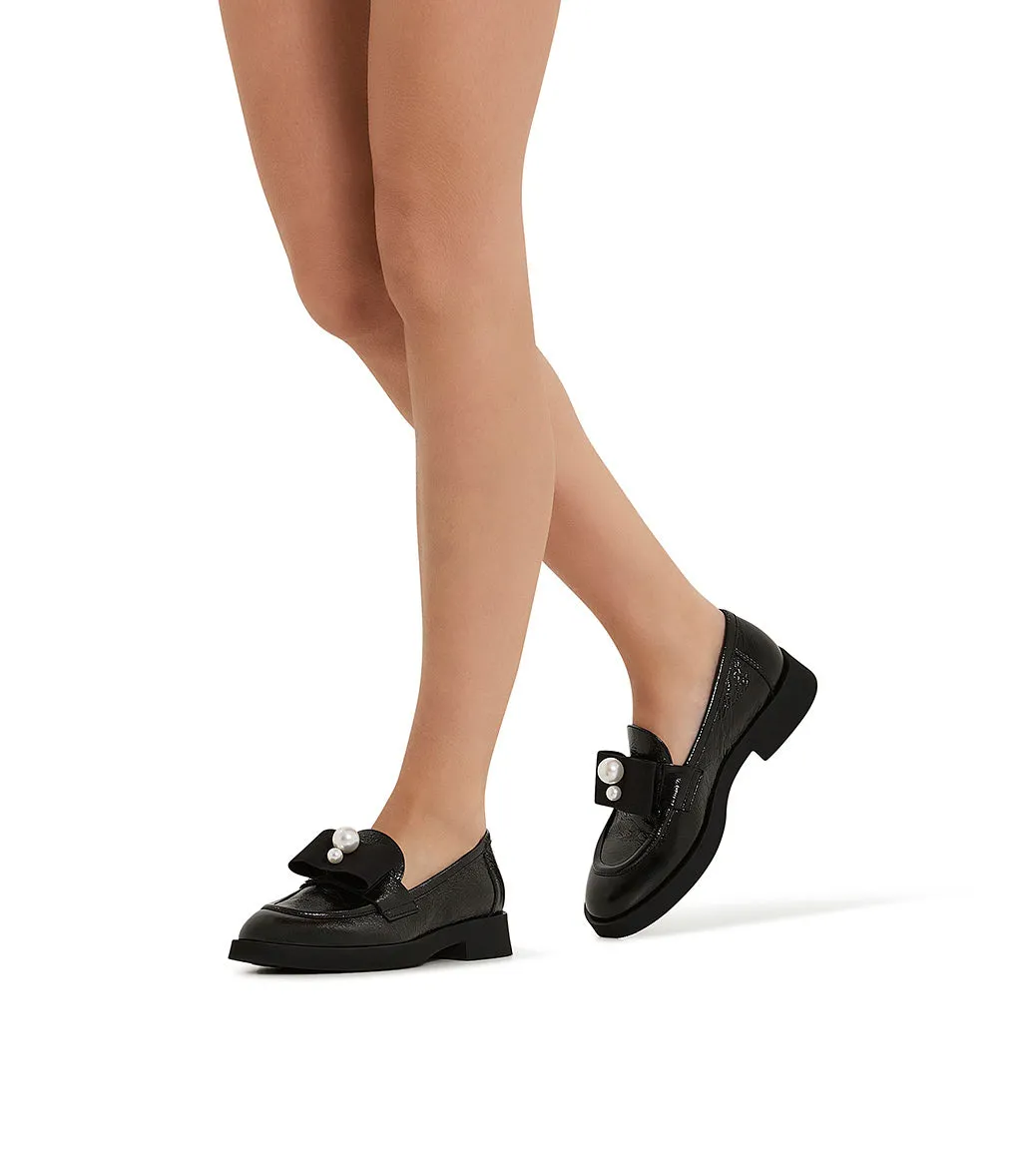 Black naplak leather loafer