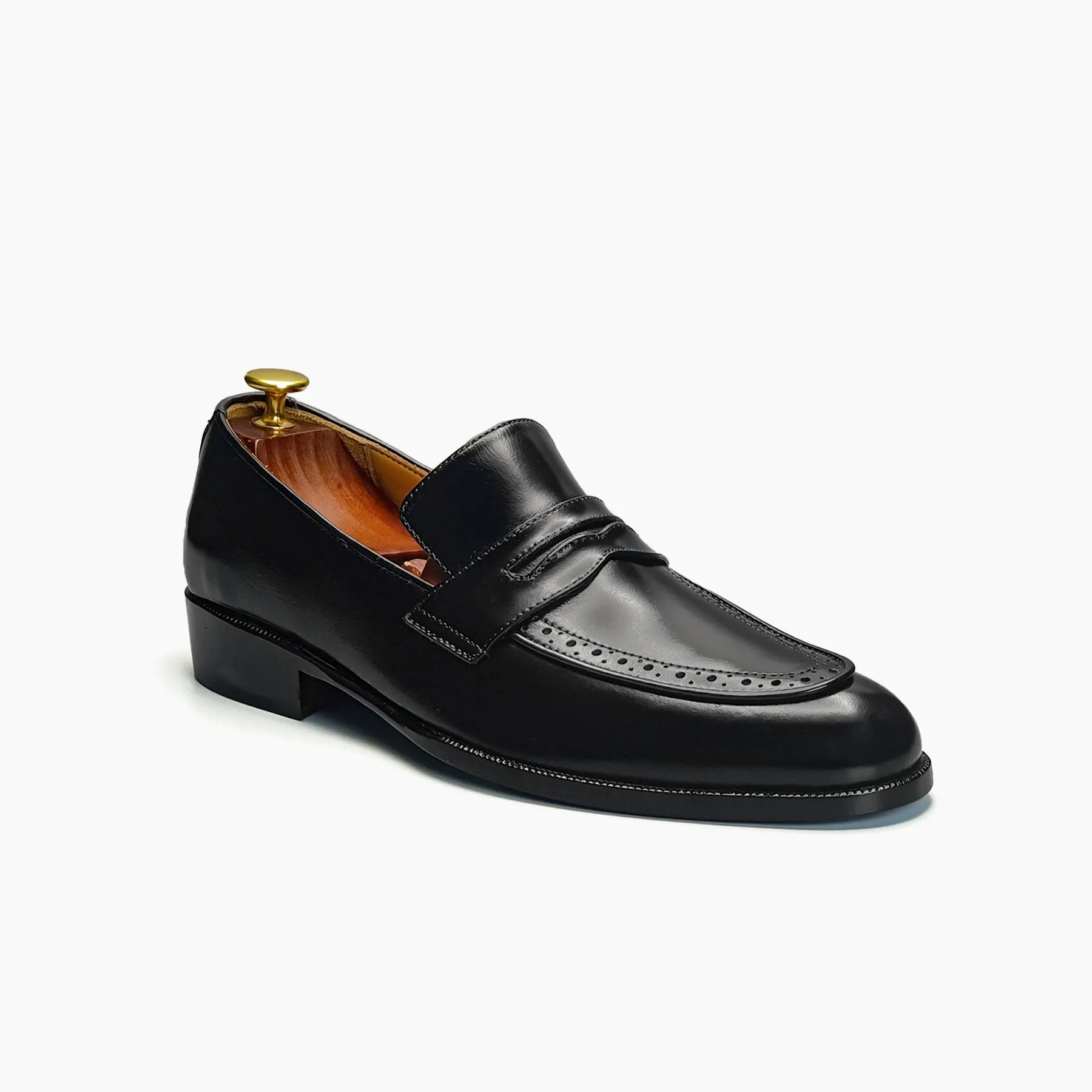 Black Penny Moccasin Leather Shoes