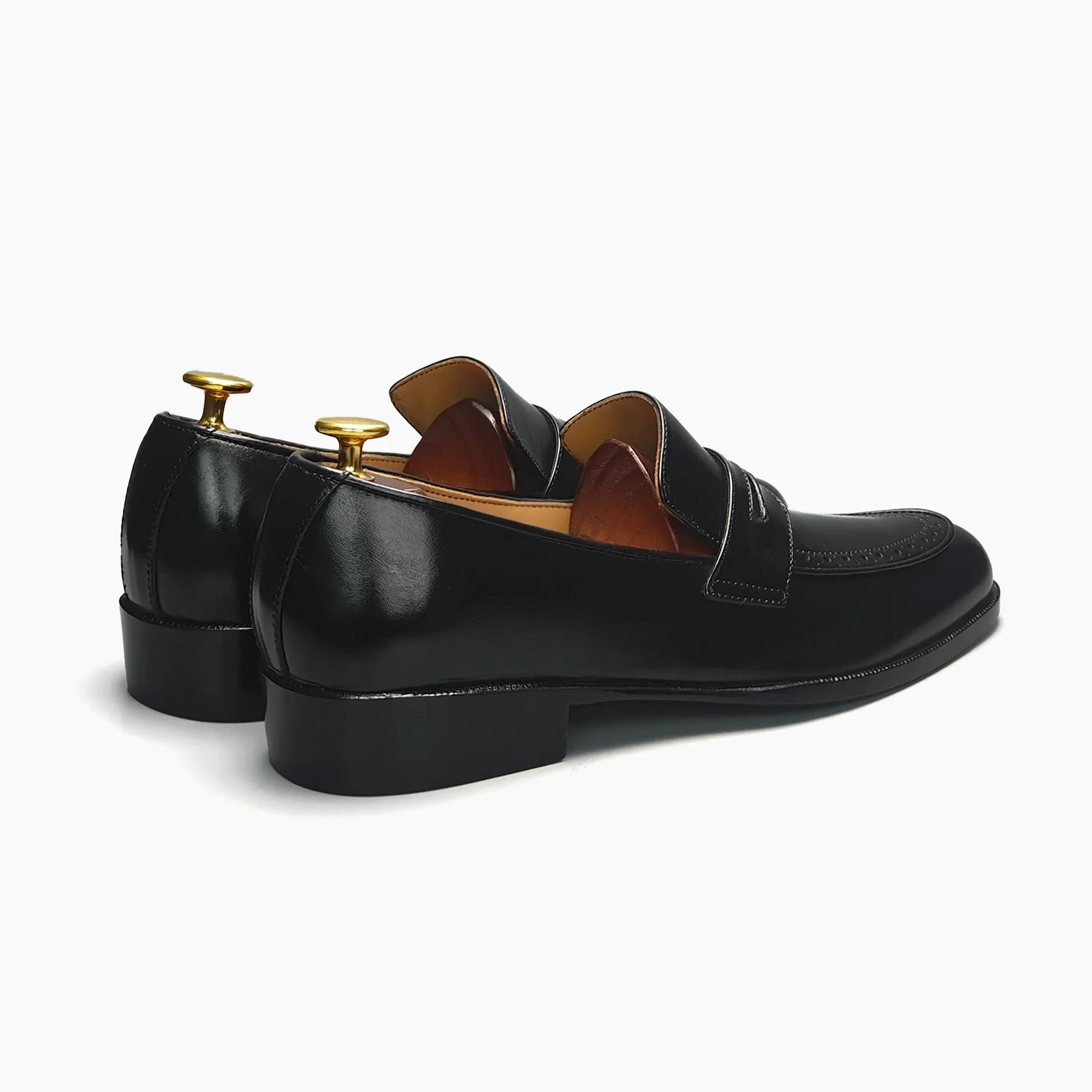 Black Penny Moccasin Leather Shoes