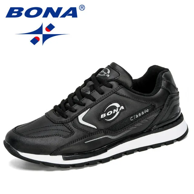 BONA 2020 New Designers Nubuck Leather Trendy Sneakers Men Outdoor Casual Shoes Man Sapato Masculino Krasovki Zapatos De Hombre