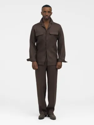 Brown Linen Camp Shirt