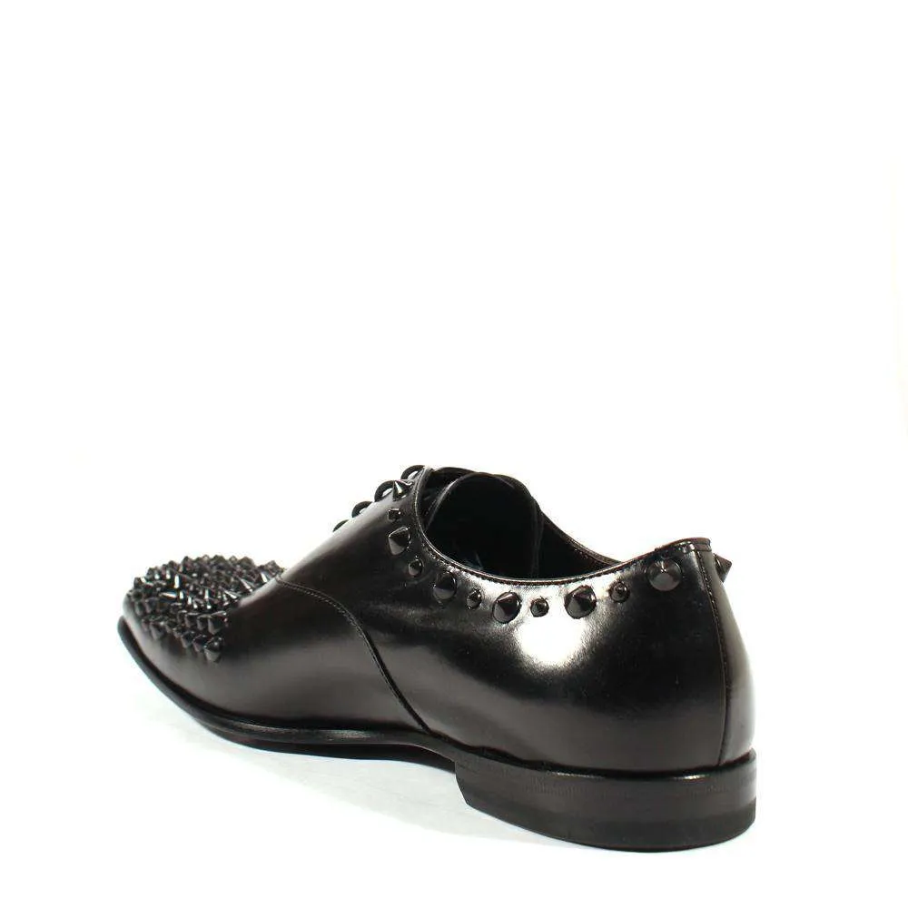 Cesare Paciotti Luxury Italian Men's Designer Shoes Old Paint Black Oxfords (CPM2500)