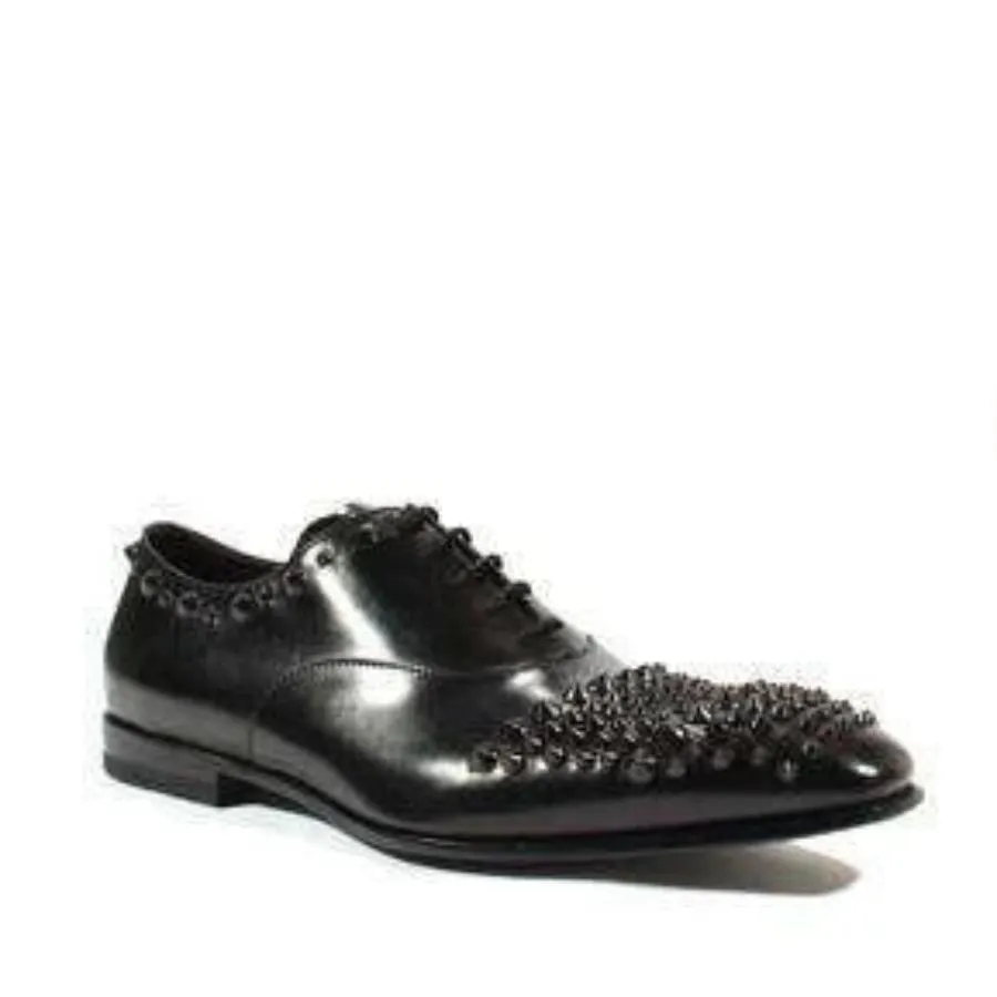Cesare Paciotti Luxury Italian Men's Designer Shoes Old Paint Black Oxfords (CPM2500)