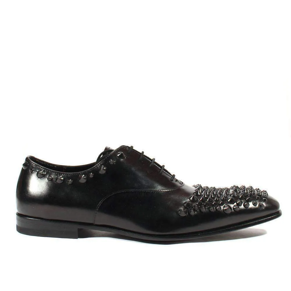 Cesare Paciotti Luxury Italian Men's Designer Shoes Old Paint Black Oxfords (CPM2500)