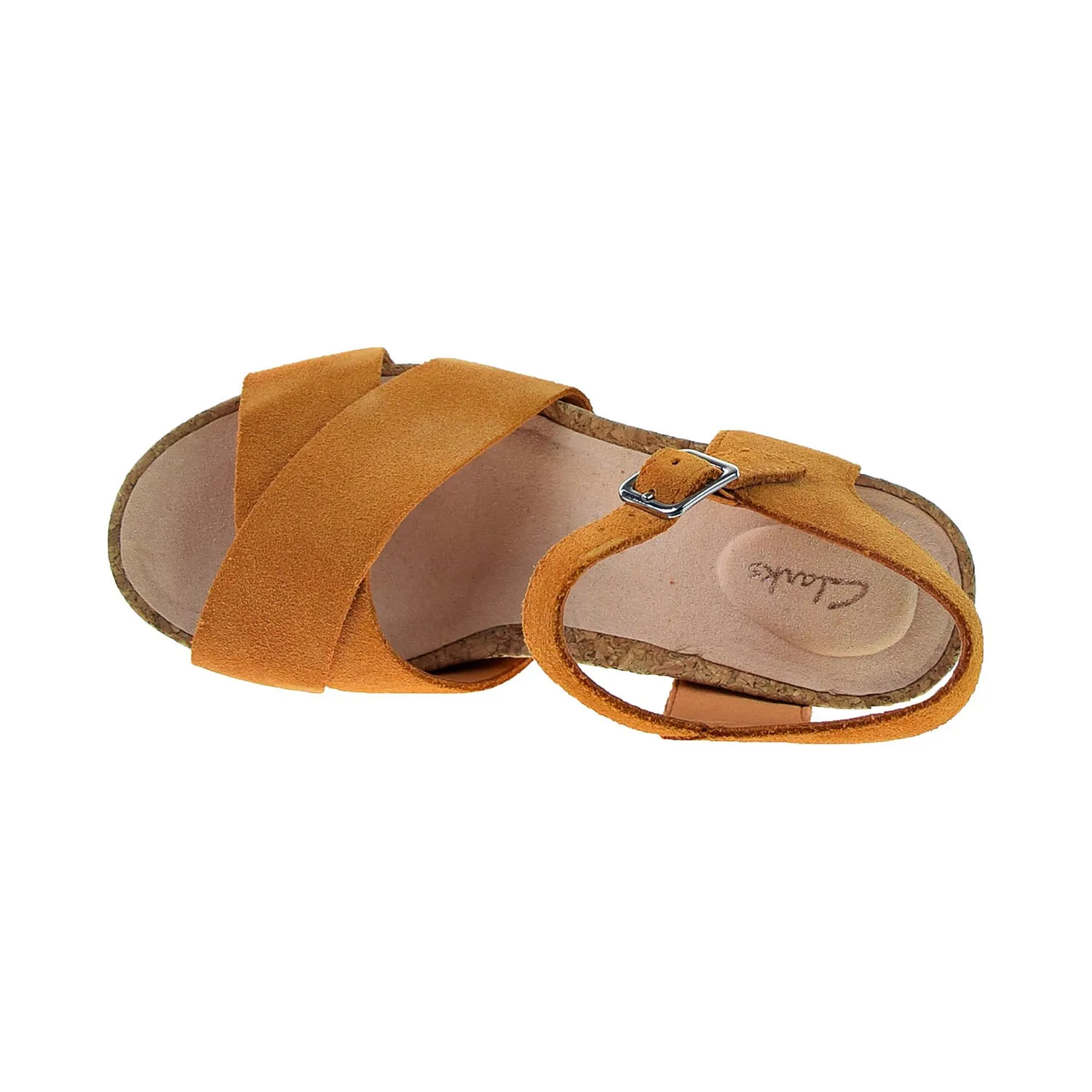 Clarks Flex Sun (Wide) Women's Wedge Heels Amber Suede