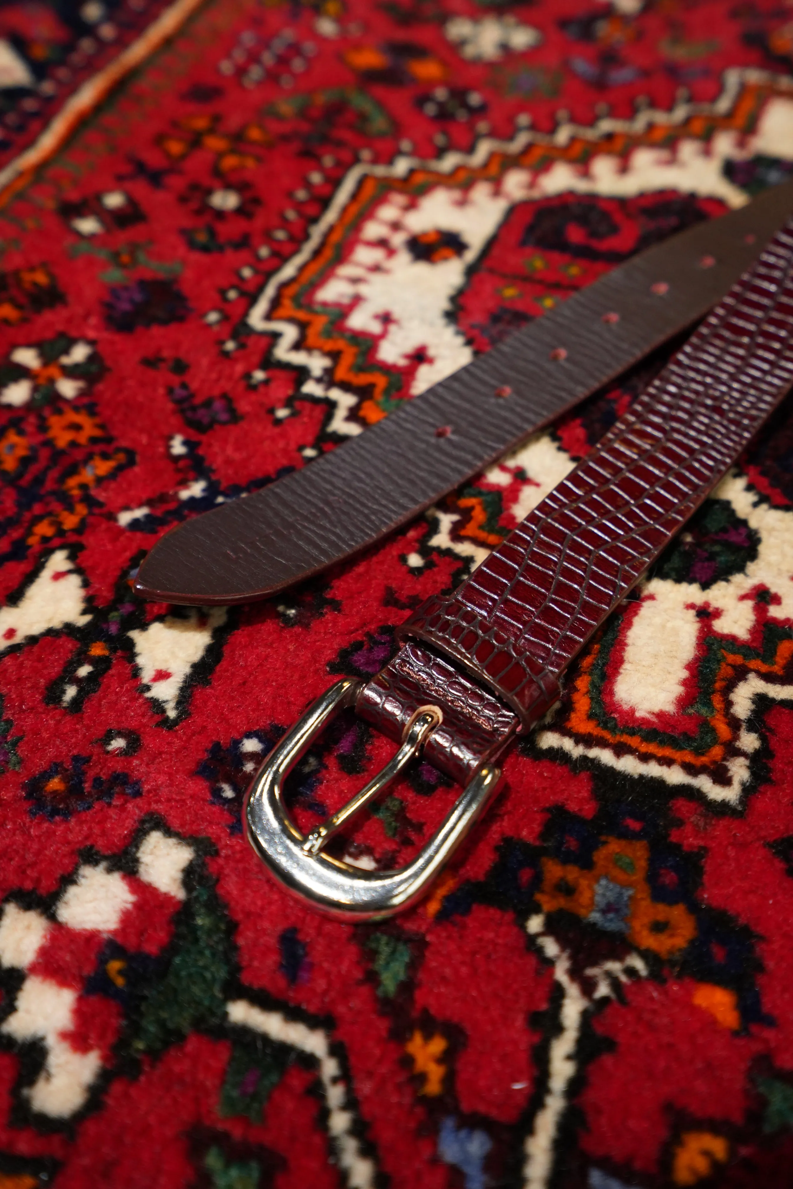 Crocodile Leather Belt (BROWN)