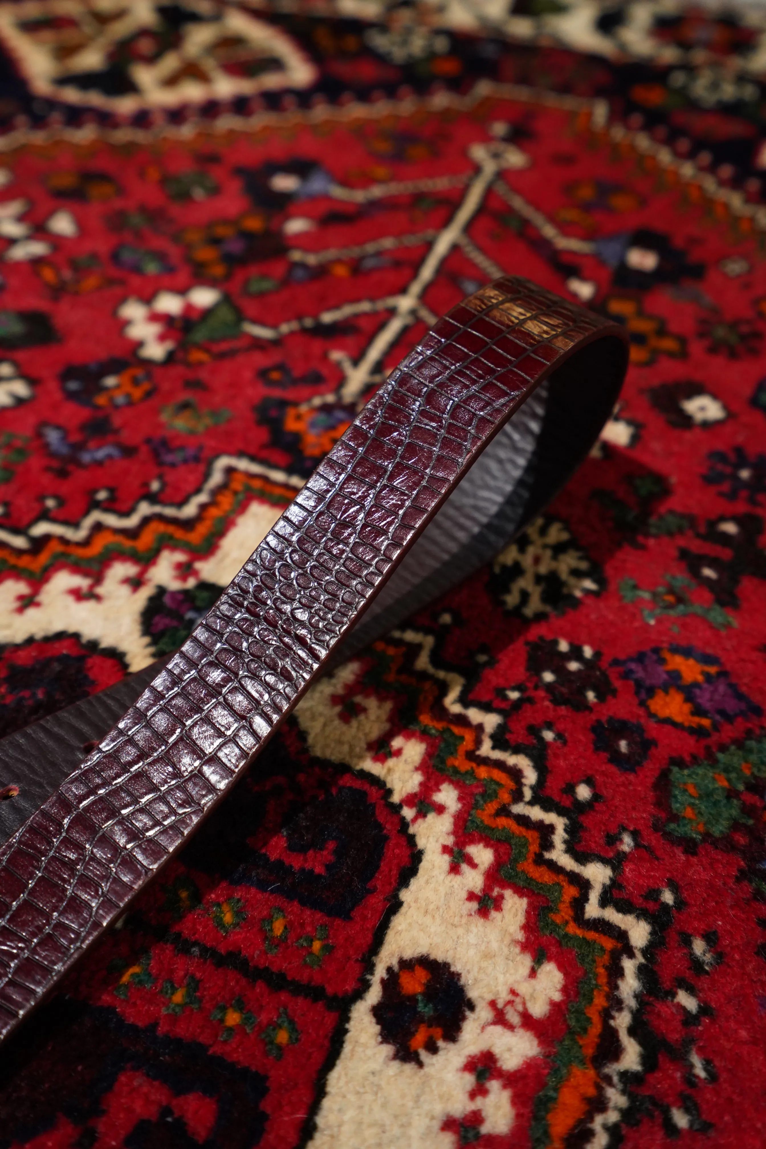 Crocodile Leather Belt (BROWN)