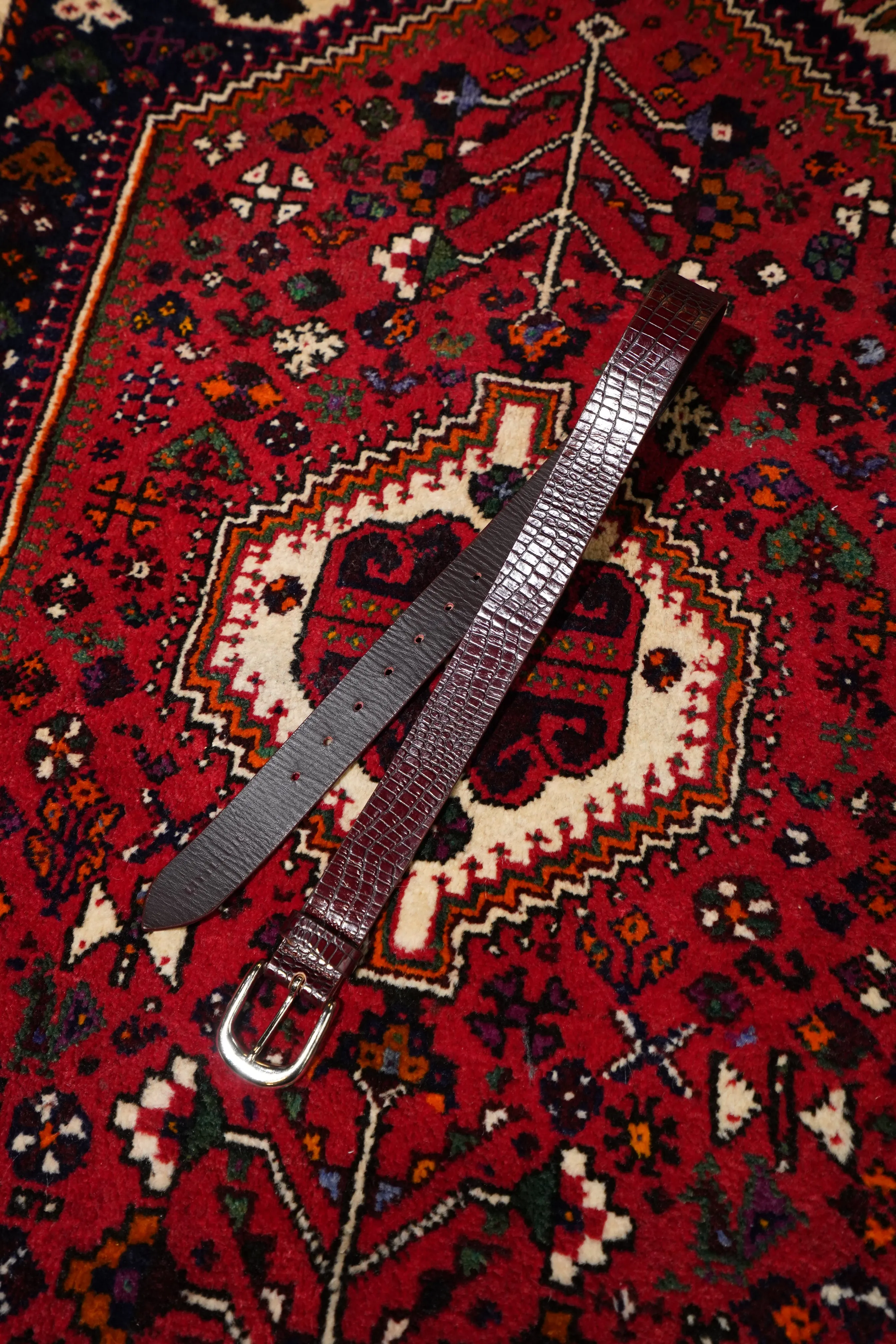 Crocodile Leather Belt (BROWN)