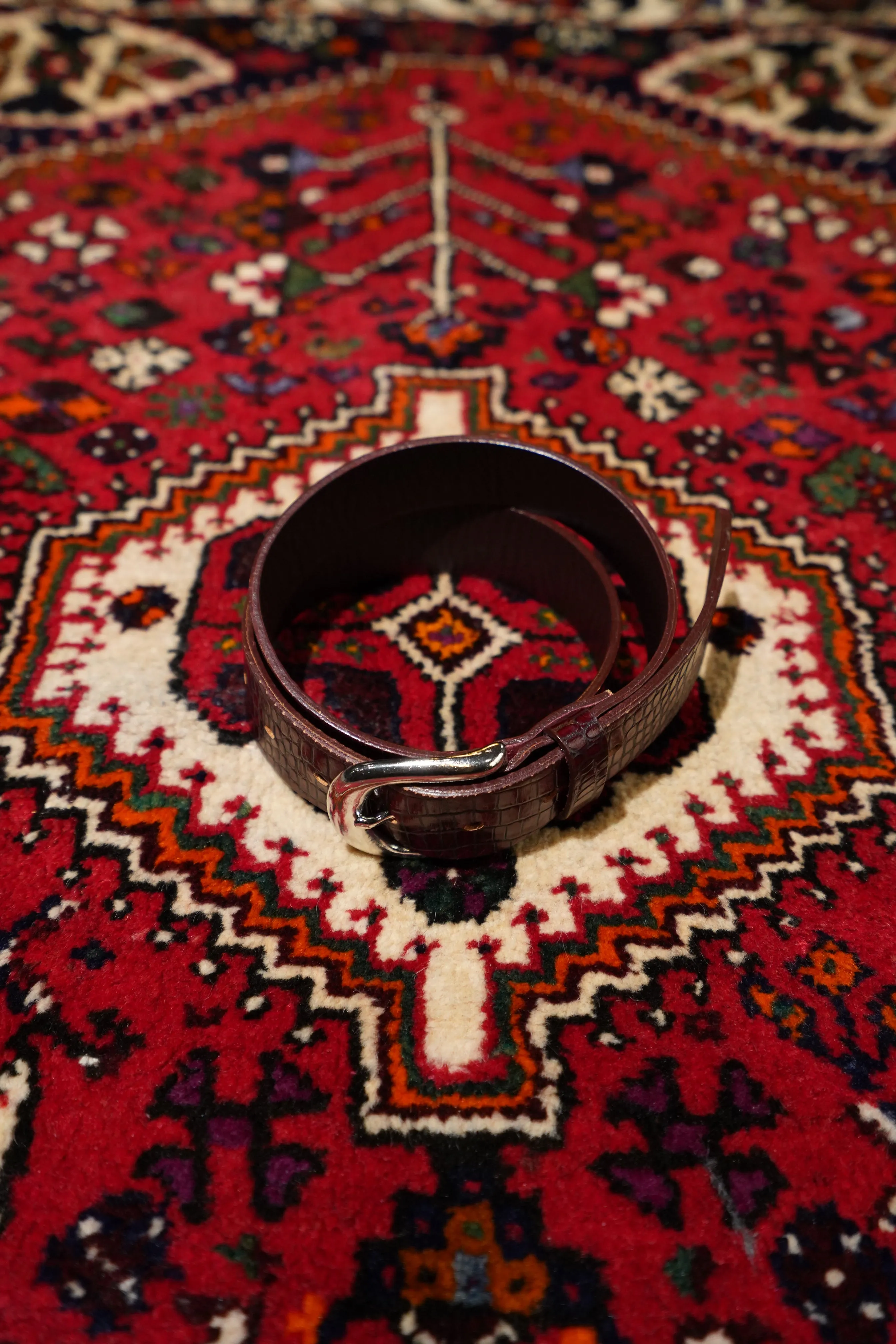 Crocodile Leather Belt (BROWN)