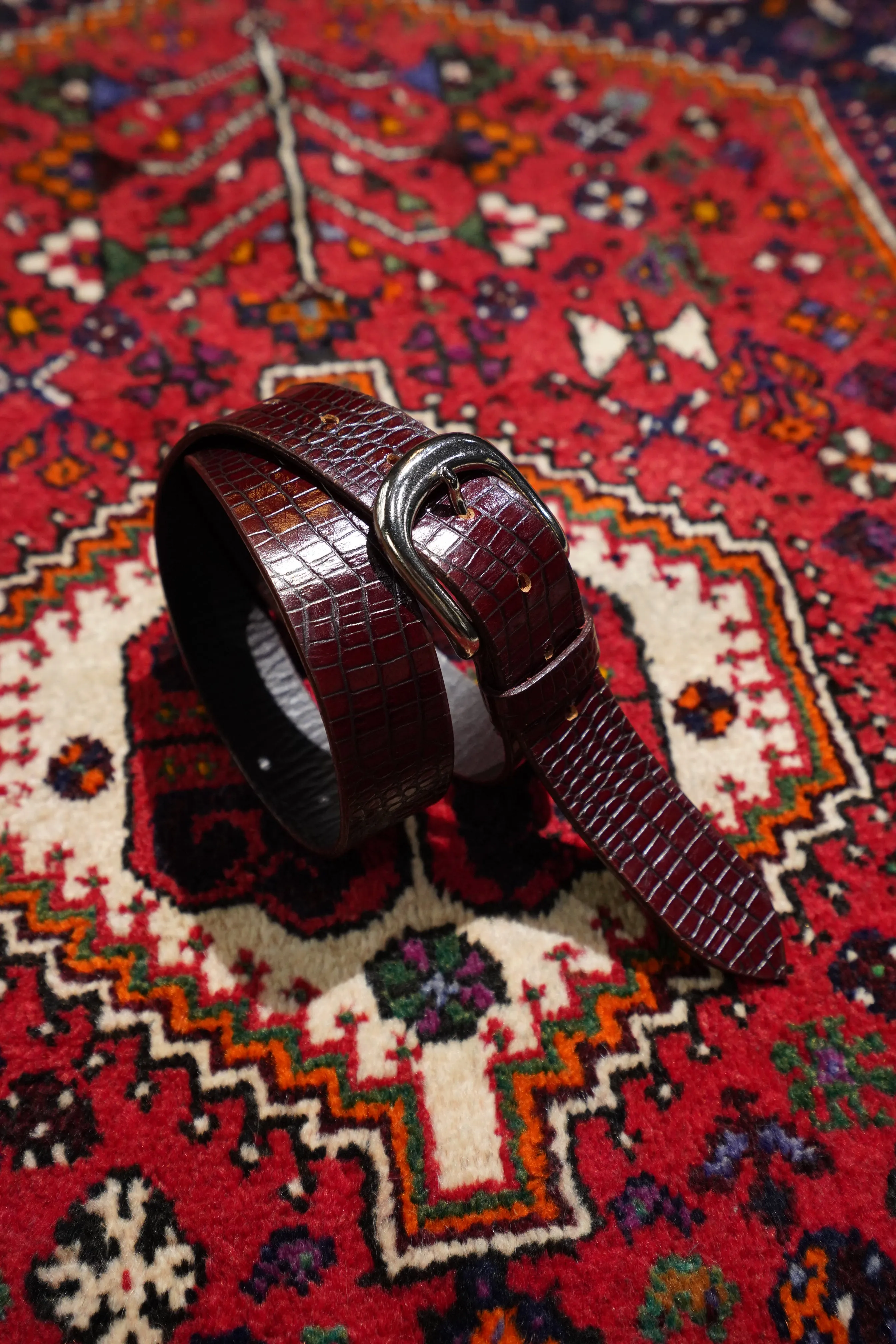 Crocodile Leather Belt (BROWN)