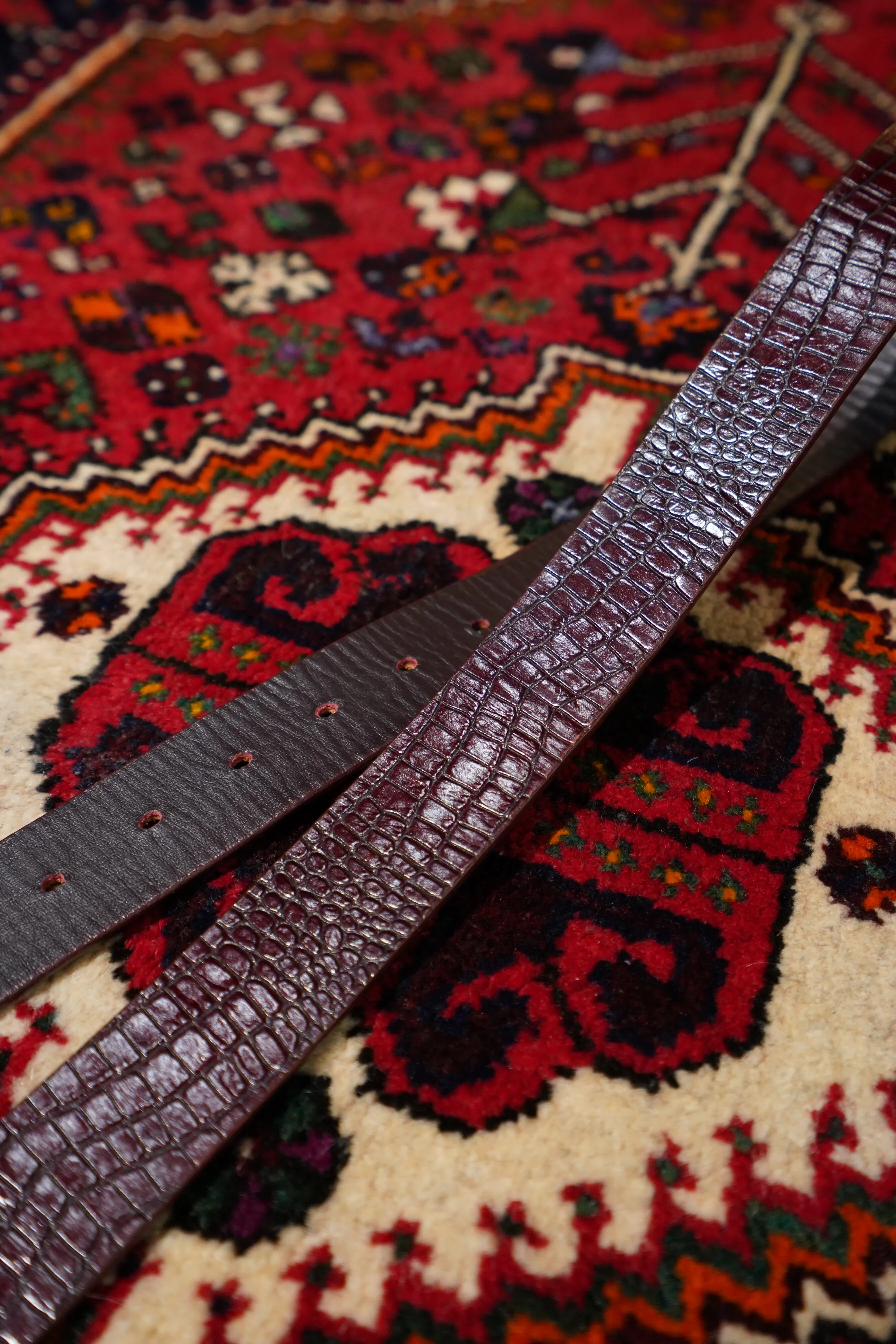 Crocodile Leather Belt (BROWN)