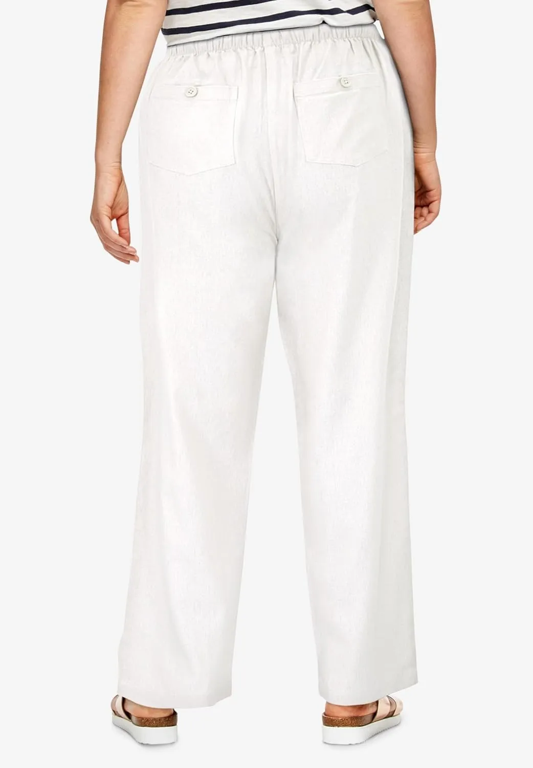 ellos Plus Size Linen-Blend Drawstring Pants
