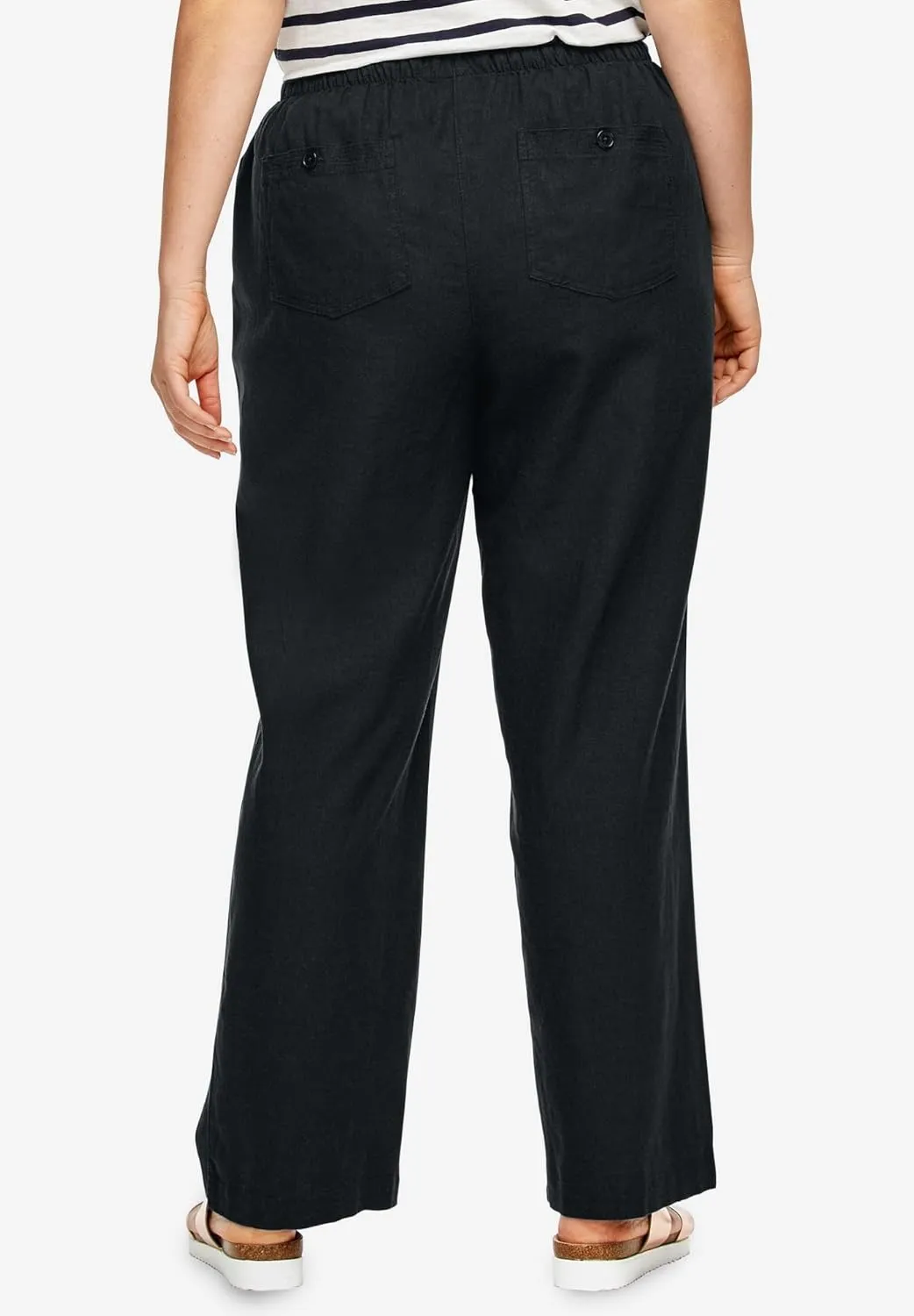 ellos Plus Size Linen-Blend Drawstring Pants