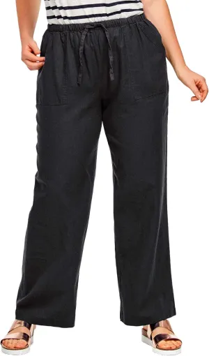 ellos Plus Size Linen-Blend Drawstring Pants