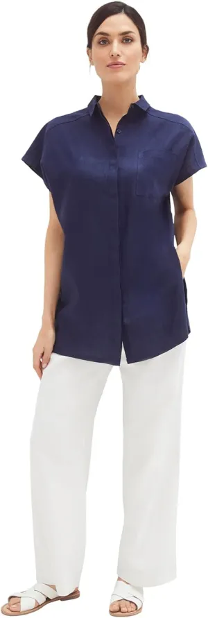 ellos Plus Size Linen-Blend Drawstring Pants