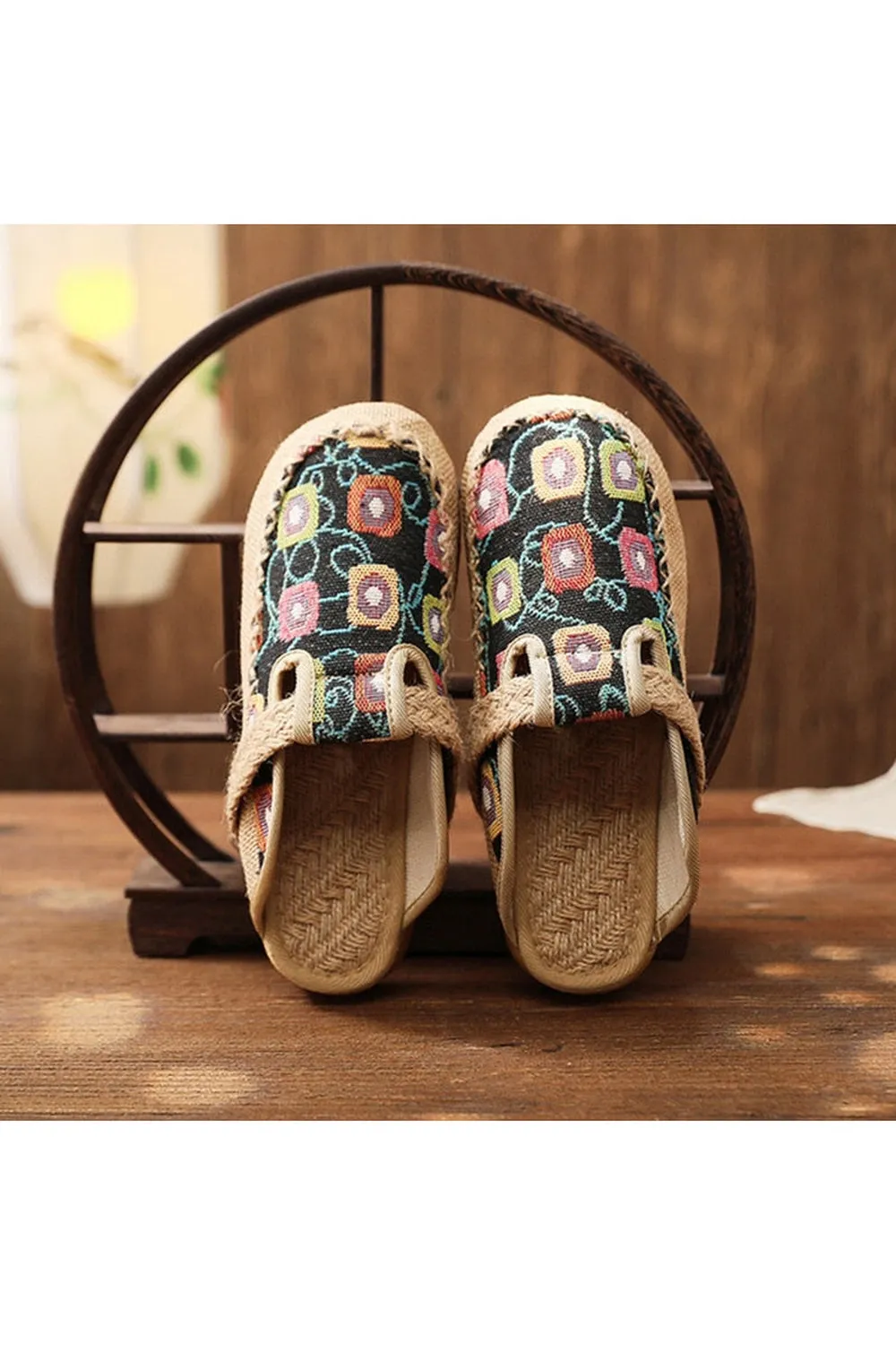 Embroidered Flat Espadrilles