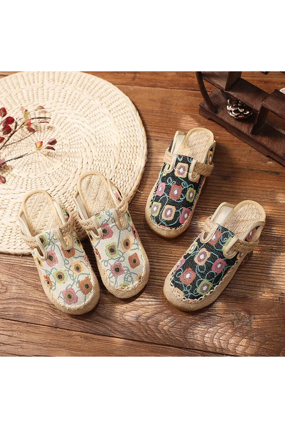 Embroidered Flat Espadrilles