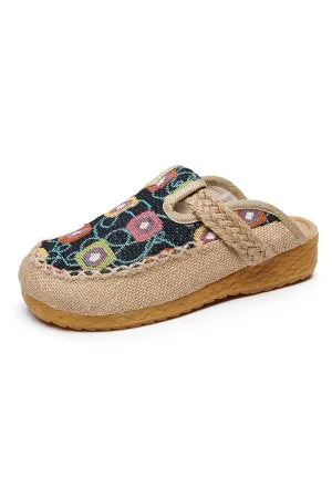 Embroidered Flat Espadrilles