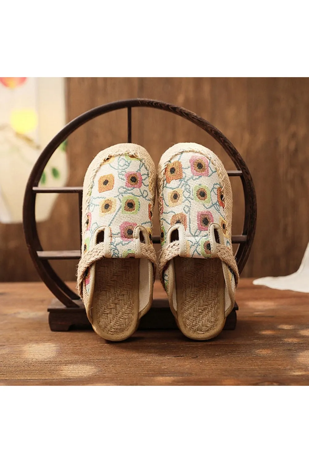 Embroidered Flat Espadrilles