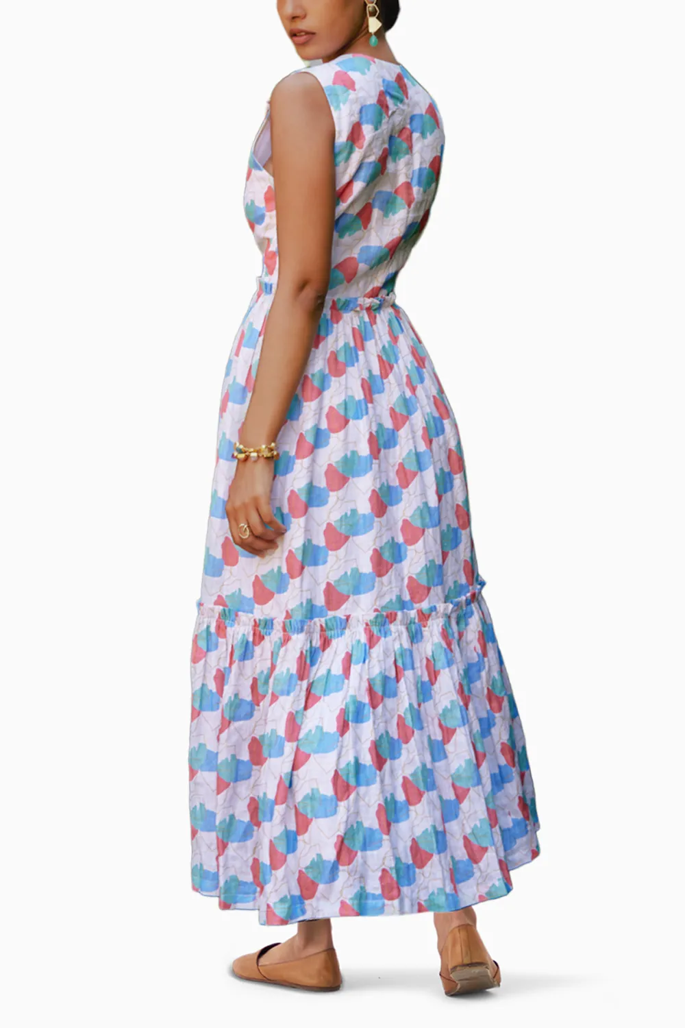 Faraway Floral Printed Tiered Midi Dress