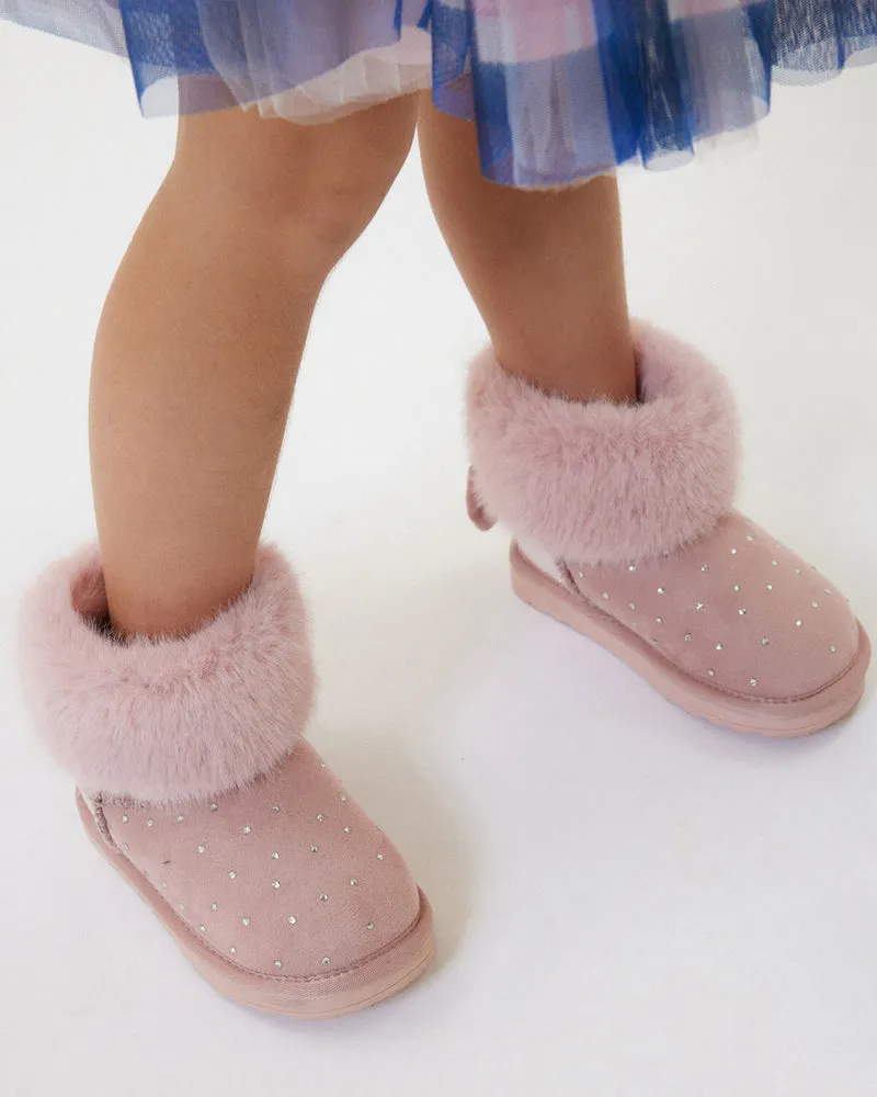 Girls Pink Fur Boots
