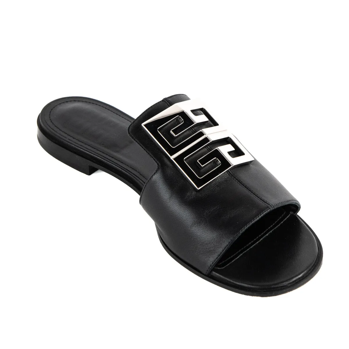Givenchy Black Leather 4G Slides Size US 9 | EU 39