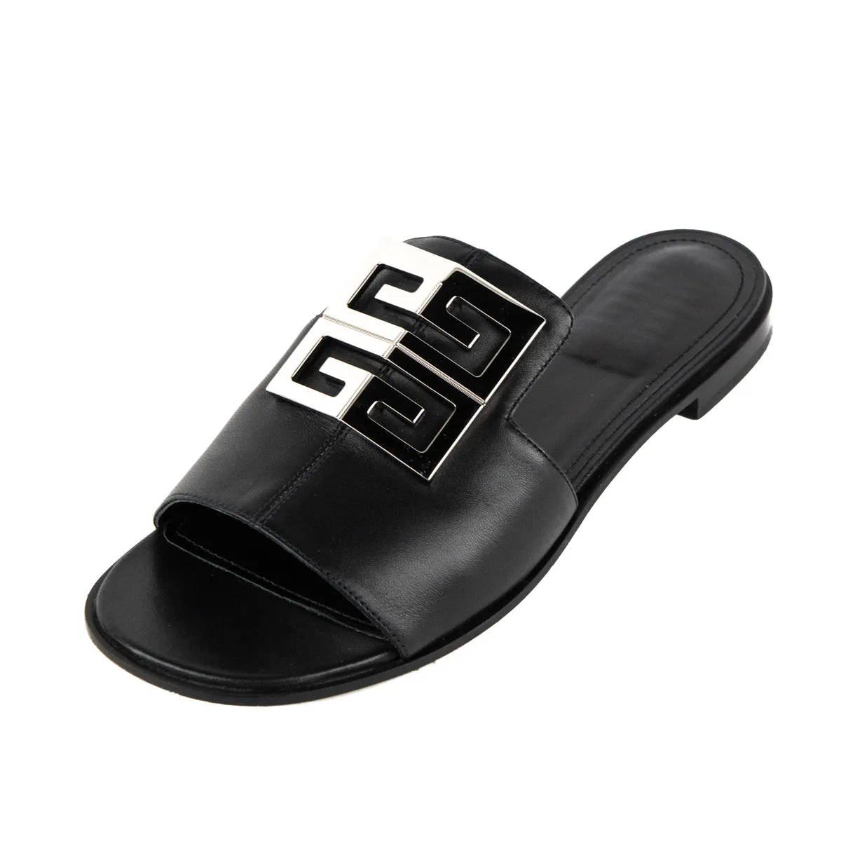Givenchy Black Leather 4G Slides Size US 9 | EU 39
