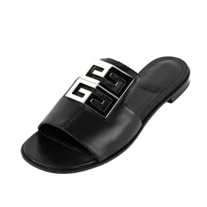 Givenchy Black Leather 4G Slides Size US 9 | EU 39