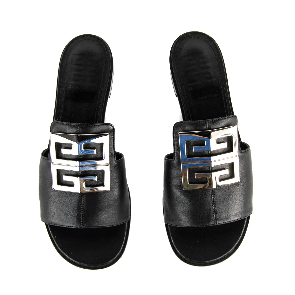Givenchy Black Leather 4G Slides Size US 9 | EU 39