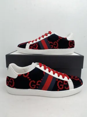 Gucci Women's Velvet GG Sponge Blue Sneakers Size 36 - 39