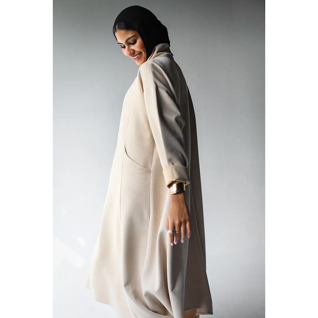 High neck beige suede dress