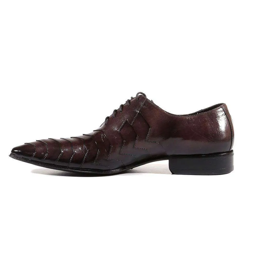 Jo Ghost Men's Designer Shoes Inglese Moscato Dark Gray Leather Oxfords (JG2200)