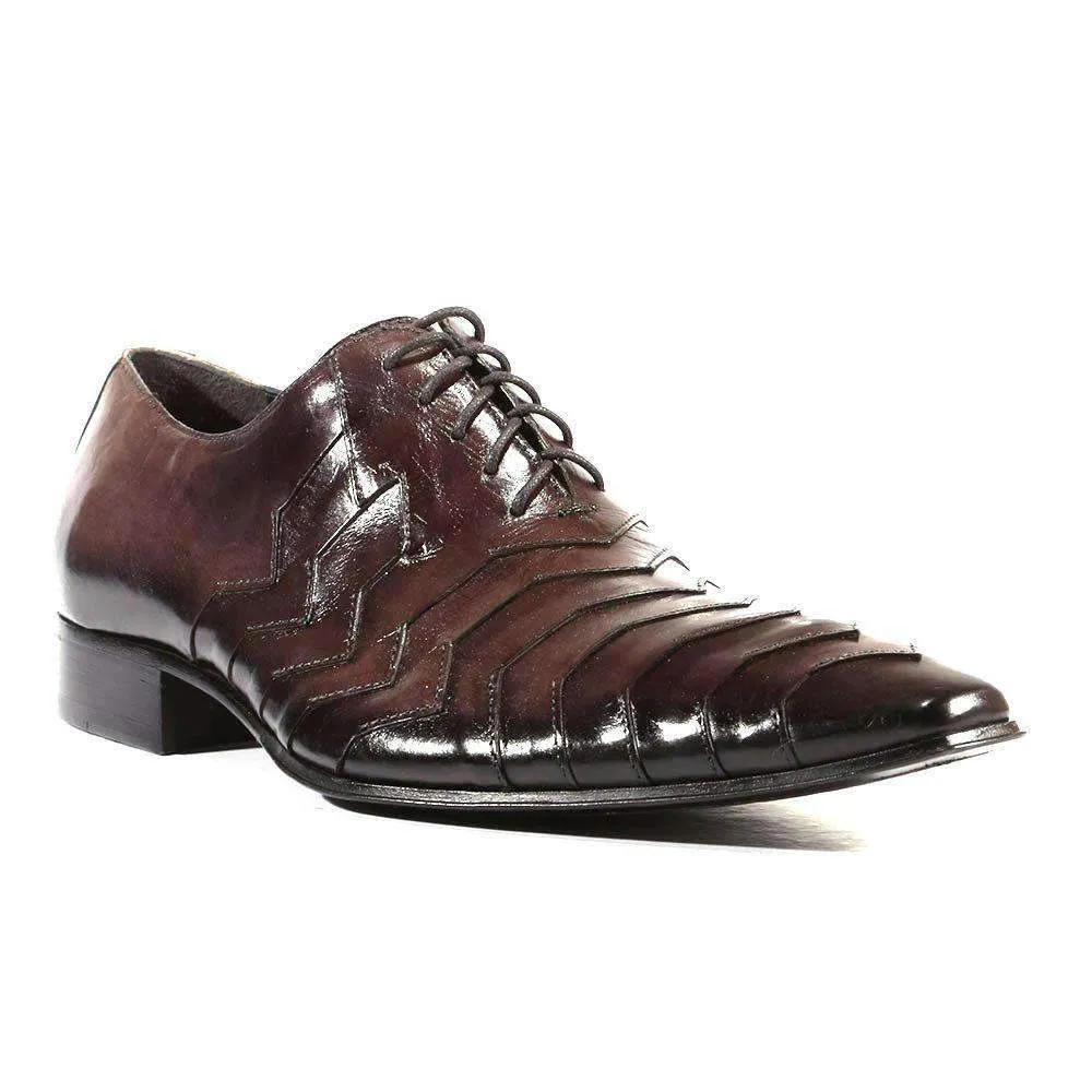 Jo Ghost Men's Designer Shoes Inglese Moscato Dark Gray Leather Oxfords (JG2200)