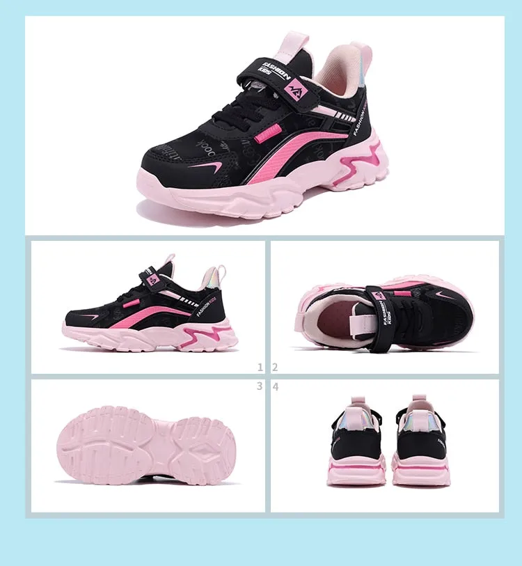 Kids Casual Pink Girls Leather Shoes Fashion Lightweight Running Young Student's Shoes - YGSD50510