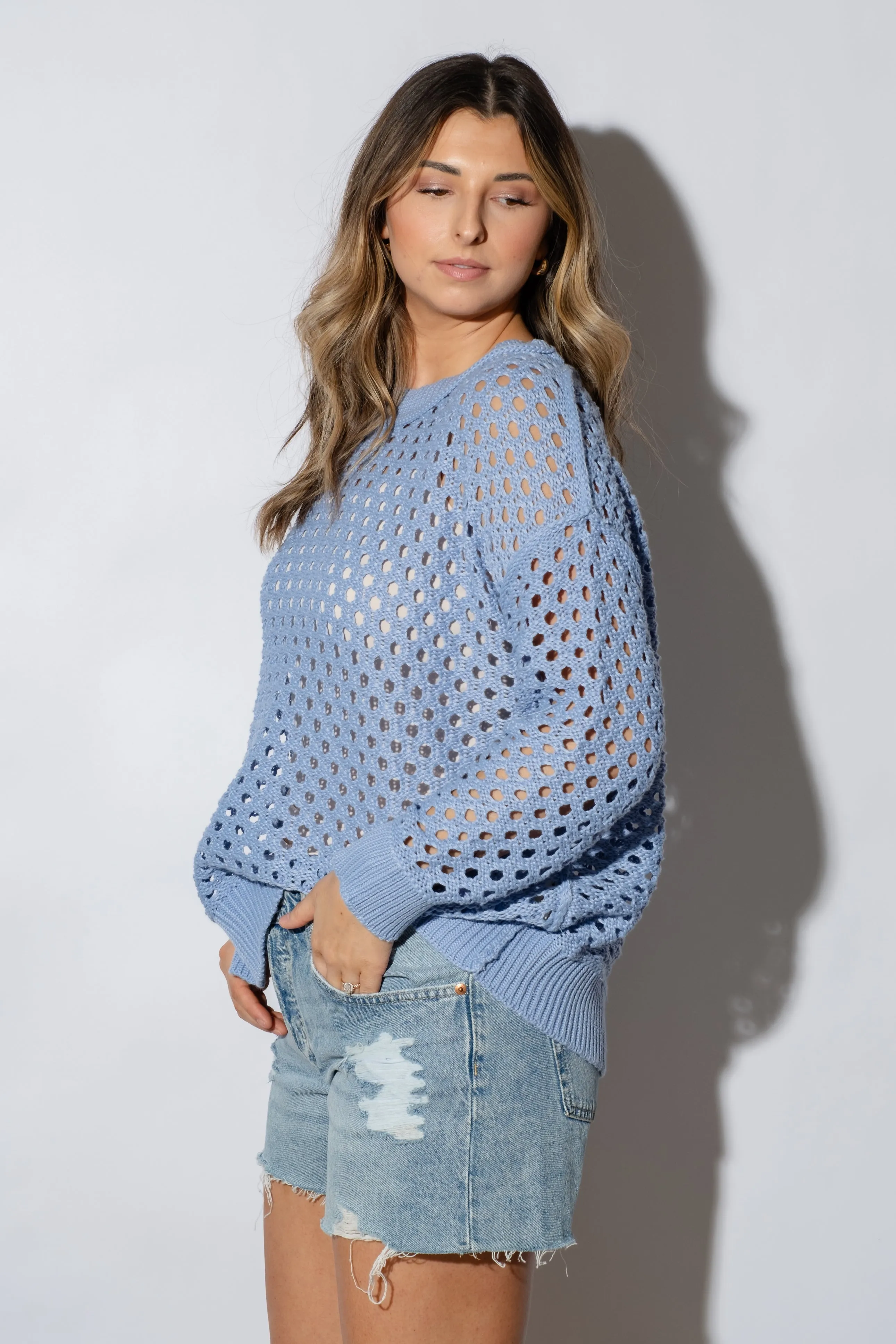 Leia Crochet Open Knit Sweater