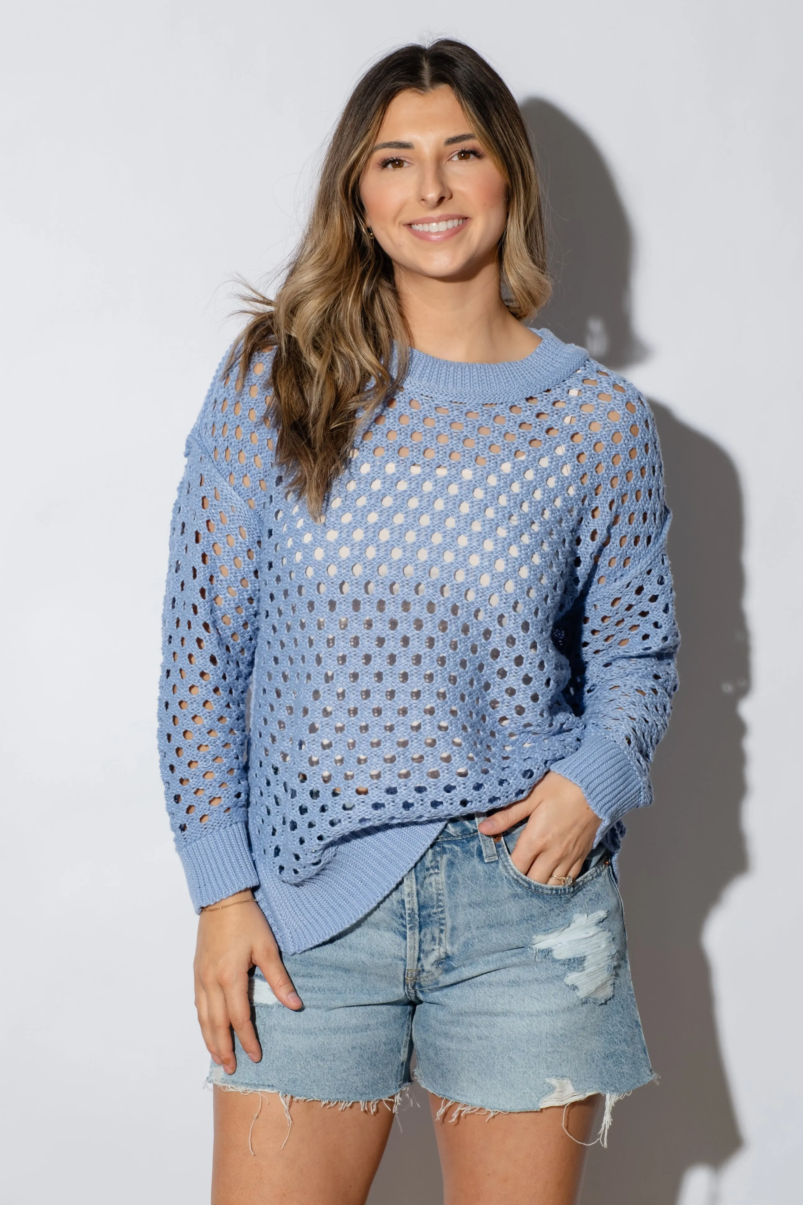 Leia Crochet Open Knit Sweater