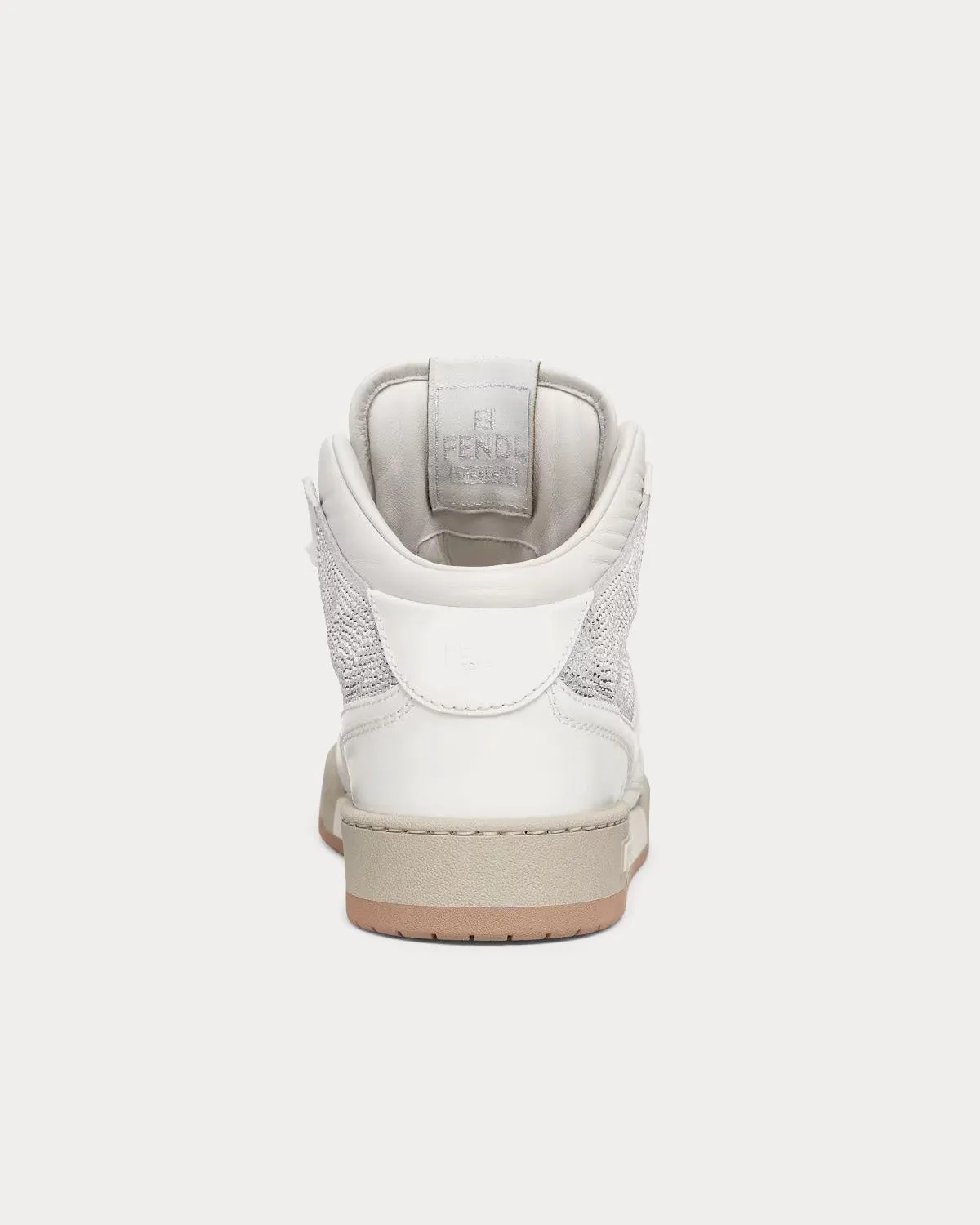 Match Leather & Rhinestones White High Top Sneakers